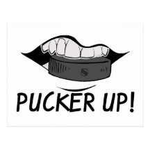 Pucker Up Hockey Puck Postcard