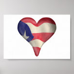 Puerto Rican Flag In A Heart Print
