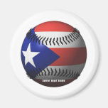 Puerto Rico Flag Covering a Baseball Refrigerator Magnet