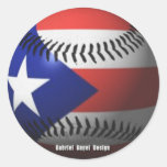 Puerto Rico Flag Covering a Baseball Round Sticker
