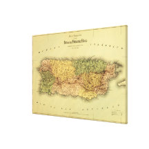 Puerto RicoPanoramic MapPuerto Rico Gallery Wrap Canvas