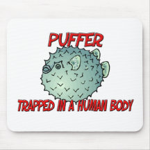 Puffer trapped in a human body mousemats