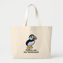 Puffins Ate my Homework Tote Bag