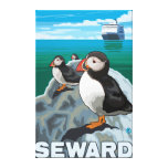 Puffins & Cruise Ship - Seward, Alaska Gallery Wrap Canvas