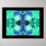 puffs blue green - black background posters