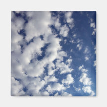 Puffy Clouds On Blue Sky Fridge Magnets