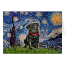 Pug 13 (black) - Starry Night Card