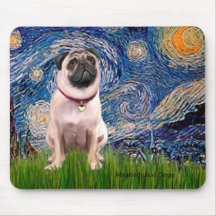 Pug 1(fawn)  - Starry Night Mouse Pads