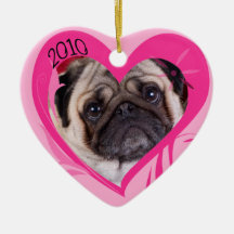 Pug 2010 Valentine's Heart Ornament