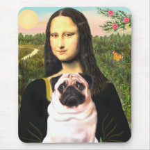 Pug 3 (fawn) - Mona Lisa Mouse Pad