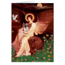 Pug 5 (fawn) - Seated Angel Greeting Card