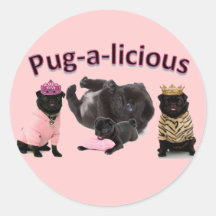 Pug-A-Licious Round Stickers