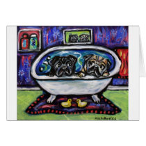 Pug Bathtime Greeting Cards