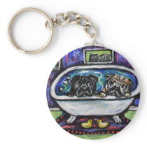 Pug Bathtime Key Chains