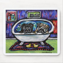 Pug Bathtime Mouse Pad