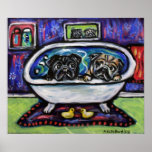 Pug bathtime poster