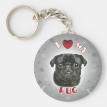 Pug Black Key Chain