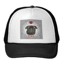 Pug Black Trucker Hats