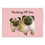 Pug  Breast Cancer Greeting Card