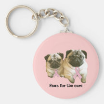 Pug  Breast Cancer Keychain