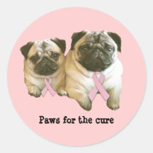 Pug  Breast Cancer Sticker