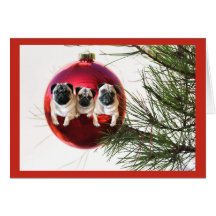 Pug Christmas Card Hanging Ball
