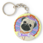 Pug Customisable Name Keychain