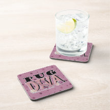 Pug DIVA Drink Coaster