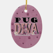 Pug DIVA Ornament