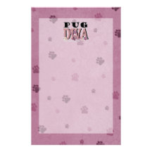 Pug DIVA Personalised Stationery