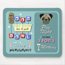 Pug Dog Bowling Tiki Night Mouse Pads