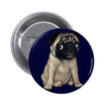 Pug Dog Button