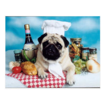 Pug Dog Chef Postcards