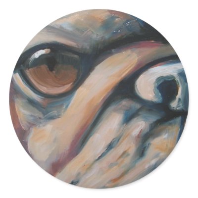 Pug dog lovers fun painting of your best friend Round Sticker