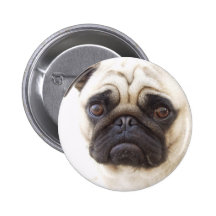 Pug Dog Round Button