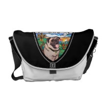 Pug Family Crest Courier Bag