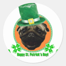 Pug for Paddy Round Stickers