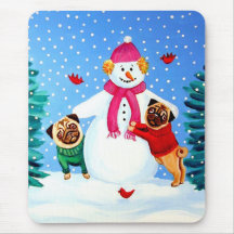 Pug Frosty's Helpers Mousepad