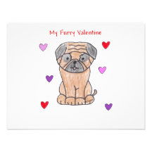Pug Furry Valentine Invitations