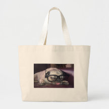 Pug In Glasses Canvas Bag