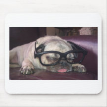 Pug In Glasses Mousemat