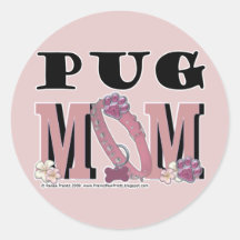 Pug MOM Round Stickers