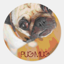 PUG MUG Love for all the PUG Lovers Round Sticker