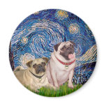 Pug Pair (fawn) - Starry Night magnets