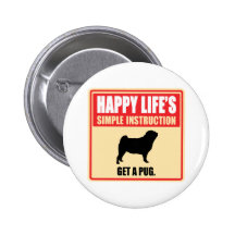 Pug Pinback Button