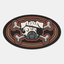 Pug Pirate 21213 Oval Sticker