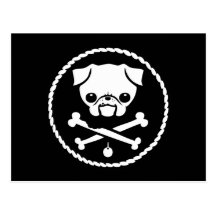 Pug Pirate Post Card