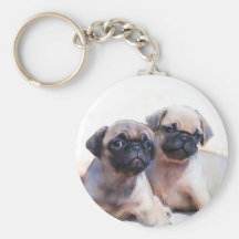 Pug puppies keychain