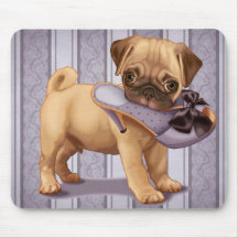 Pug Puppy and Shoe Mouse Pad