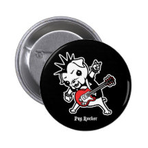 Pug Rocker Pinback Button